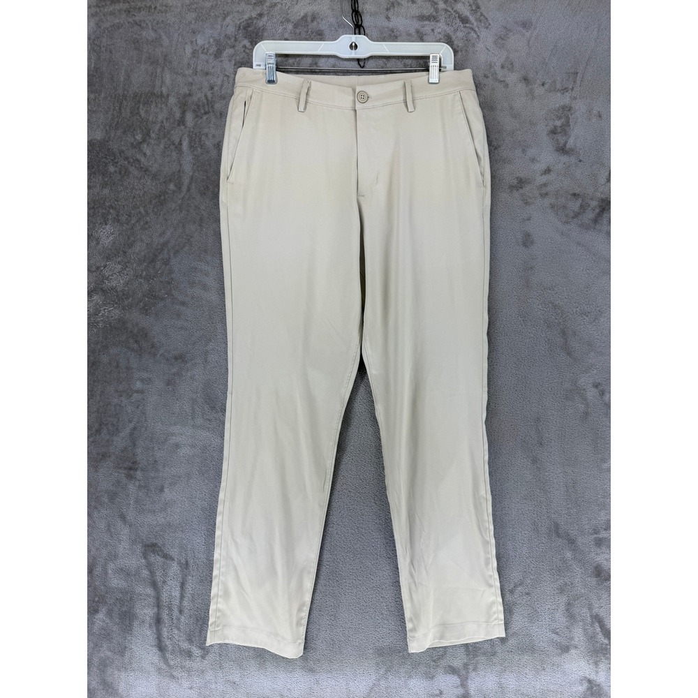 Magaschoni Mens Chino Pants Beige Flat Front Stretch Trousers Size 32 RN 93178